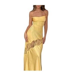 Amazon yellow lace detailed dress